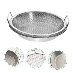 SHOWERORO 1 Set Mesh Drain Pan Barbeque Grill Plate Vegetable Drainer Fried Food Draining Rack Barbecue Grill Tray Smokeless Roasting Pan Roasting Tray Fruit Stainless Steel Egg Steamer