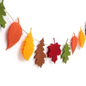 Felt Fall Leaf Garland - Double Layers Felt Leaves Banner, Fall Decorations for Mantle, Thanksgiving Decorations