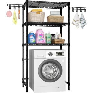 ulif u8 laundry room storage organizer, over the washer and dryer storage shelves for laundry organization, 35" w x 13.4" d x 76.2" h, suit washing machine width within 32.6", hold 304 lb, black