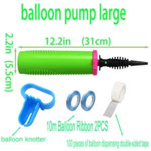 ouyili Balloon Pump Hand Two-Way Dual Action inflate 2Pack and Balloon Tying Tool in One, Handheld Air Pump Portable Manual Balloons Inflators for Party with Extra Accessories (Green)