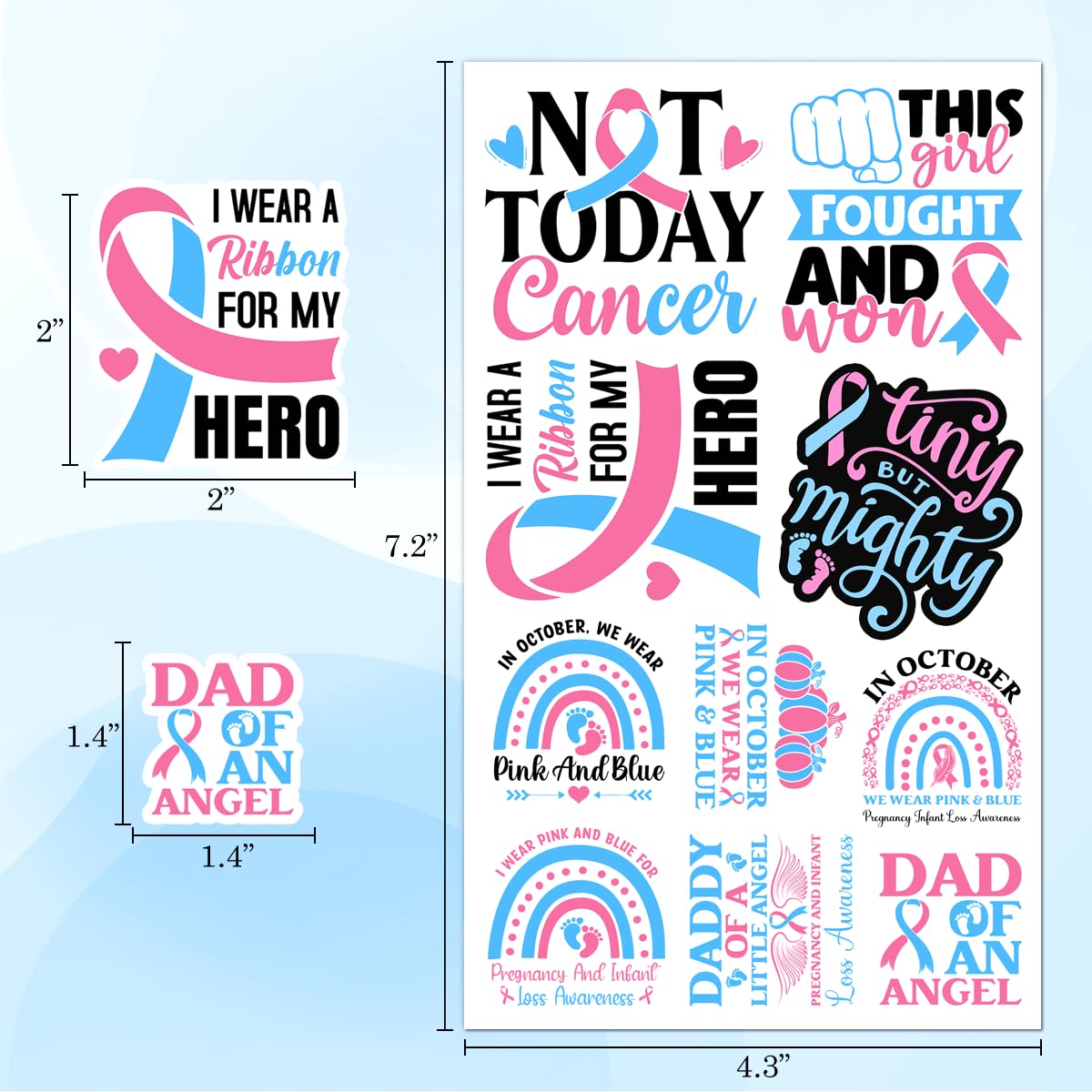 50 Pack Pcs Pregnancy and Infant Loss Awareness Stickers for Water Bottles Waterproof Vinyl Laptop Helmet Inspirational Sticker Packs Bulk Set Adults Women Aesthetic Small Decals