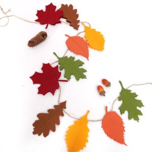 Felt Fall Leaf Garland - Double Layers Felt Leaves Banner, Fall Decorations for Mantle, Thanksgiving Decorations