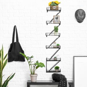 Zonon Fire Escape Wall Shelf Hanging Fire Escape Shelving Metal Ladder Decor Cool Bookshelf Fire Escape Wall Organizer Wall Floating Shelves Action Figure Shelf for Home Bedroom Room Display(6 Tier)