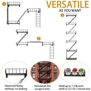 Zonon Fire Escape Wall Shelf Hanging Fire Escape Shelving Metal Ladder Decor Cool Bookshelf Fire Escape Wall Organizer Wall Floating Shelves Action Figure Shelf for Home Bedroom Room Display(6 Tier)