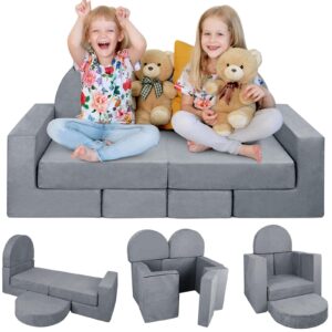 lebenguru modular toddler foam sofa, 7pcs kids play couch for playroom bedroom, child nugget couch furniture for teens, sectional sofa gift for imaginative boys and girls