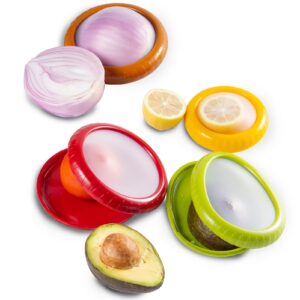 Ortarco 4Pcs Onion Storage Avocado Saver Holder, Lemons Garlic Tomato Peper Storage Containers Reusable