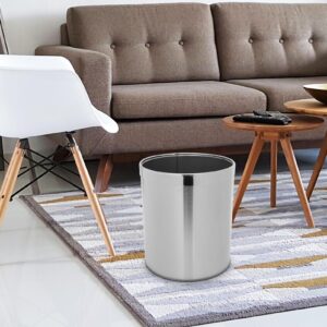 Cabilock Stainless Steel Trash Can Round Wastebasket Garbage Container Bin with Ring Open Top Recycle Bin Trash Waste Container for Home Office Kitchen Restaurant Restroom