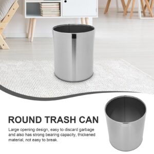 Cabilock Stainless Steel Trash Can Round Wastebasket Garbage Container Bin with Ring Open Top Recycle Bin Trash Waste Container for Home Office Kitchen Restaurant Restroom