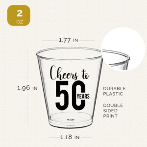 Cheers To 50 years Shot Glasses 100 PCS – 50th Birthday Shot Glasses Disposable 2oz, 50th Birthday Decorations For Men, 50th Birthday Cups Plastic, Perfect For 50th Birthday Party Favors