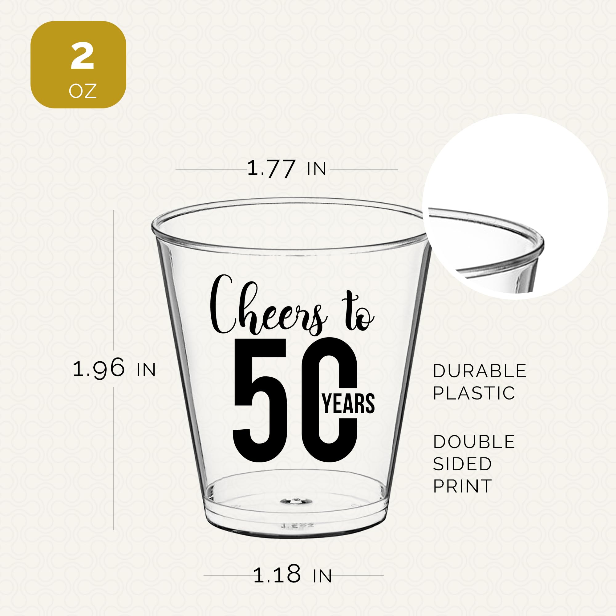 Cheers To 50 years Shot Glasses 100 PCS – 50th Birthday Shot Glasses Disposable 2oz, 50th Birthday Decorations For Men, 50th Birthday Cups Plastic, Perfect For 50th Birthday Party Favors