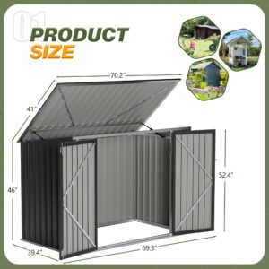 Flamaker 5.8 x 3.3 FT Storage Shed Outdoor Metal Trash Can Shed with Hydraulic Gas Rod Lockable Garden Tool Shed for Backyard, Lawn, Roadside