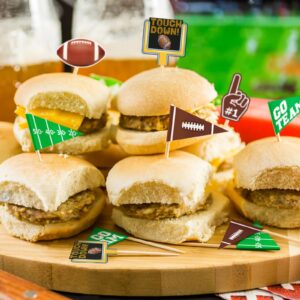 Gatherfun 96pcs Football Themed Toothpicks, Cupcake Toppers, Cocktail Picks for Birthday Party, Game Day, Tailgate Decorations