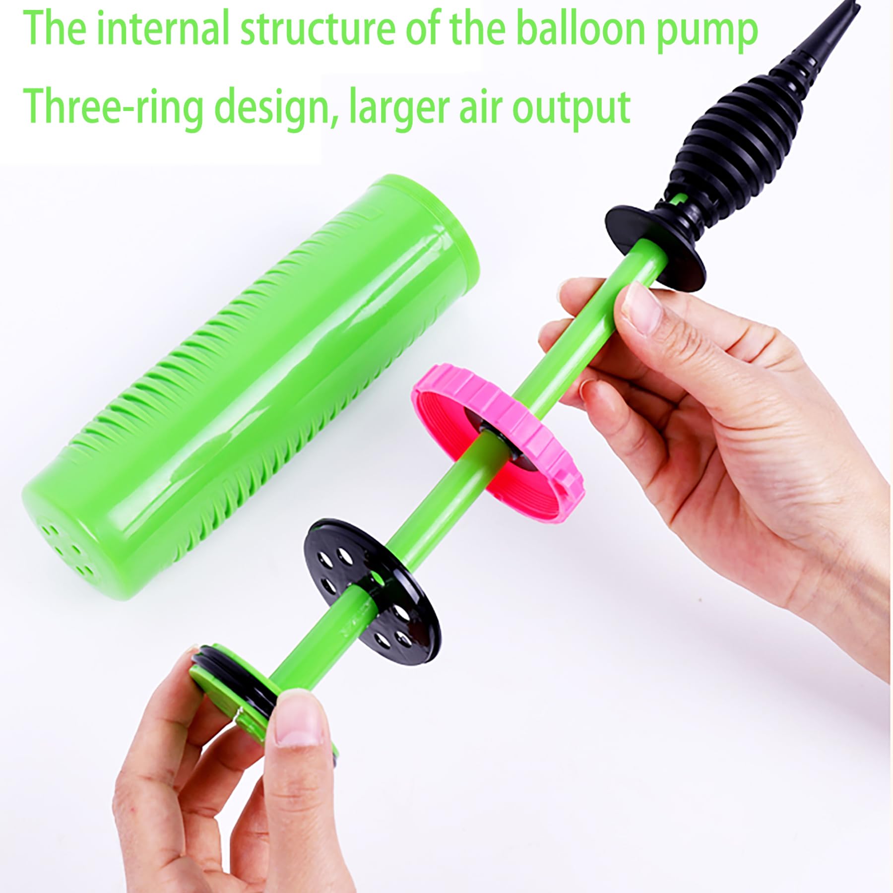 ouyili Balloon Pump Hand Two-Way Dual Action inflate 2Pack and Balloon Tying Tool in One, Handheld Air Pump Portable Manual Balloons Inflators for Party with Extra Accessories (Green)