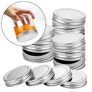 LOYORTY 50 pcs Regular Mouth Mason Canning Jar Lids, Reusable Metal Lids for Mason Jar, Leak Proof Secure Mason Storage Cover Caps (Silver)