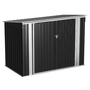 flamaker 5.8 x 3.3 ft storage shed outdoor metal trash can shed with hydraulic gas rod lockable garden tool shed for backyard, lawn, roadside