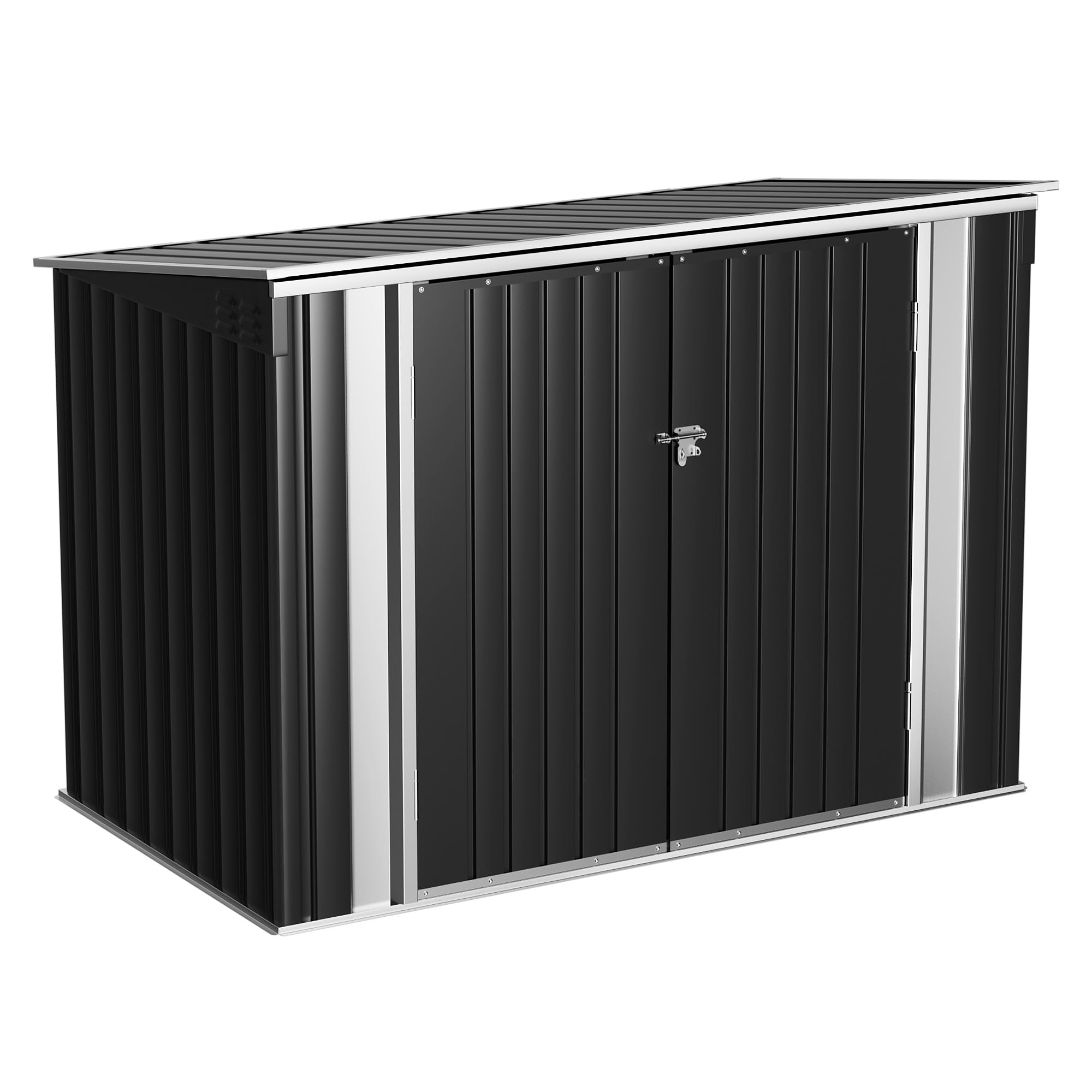 Flamaker 5.8 x 3.3 FT Storage Shed Outdoor Metal Trash Can Shed with Hydraulic Gas Rod Lockable Garden Tool Shed for Backyard, Lawn, Roadside