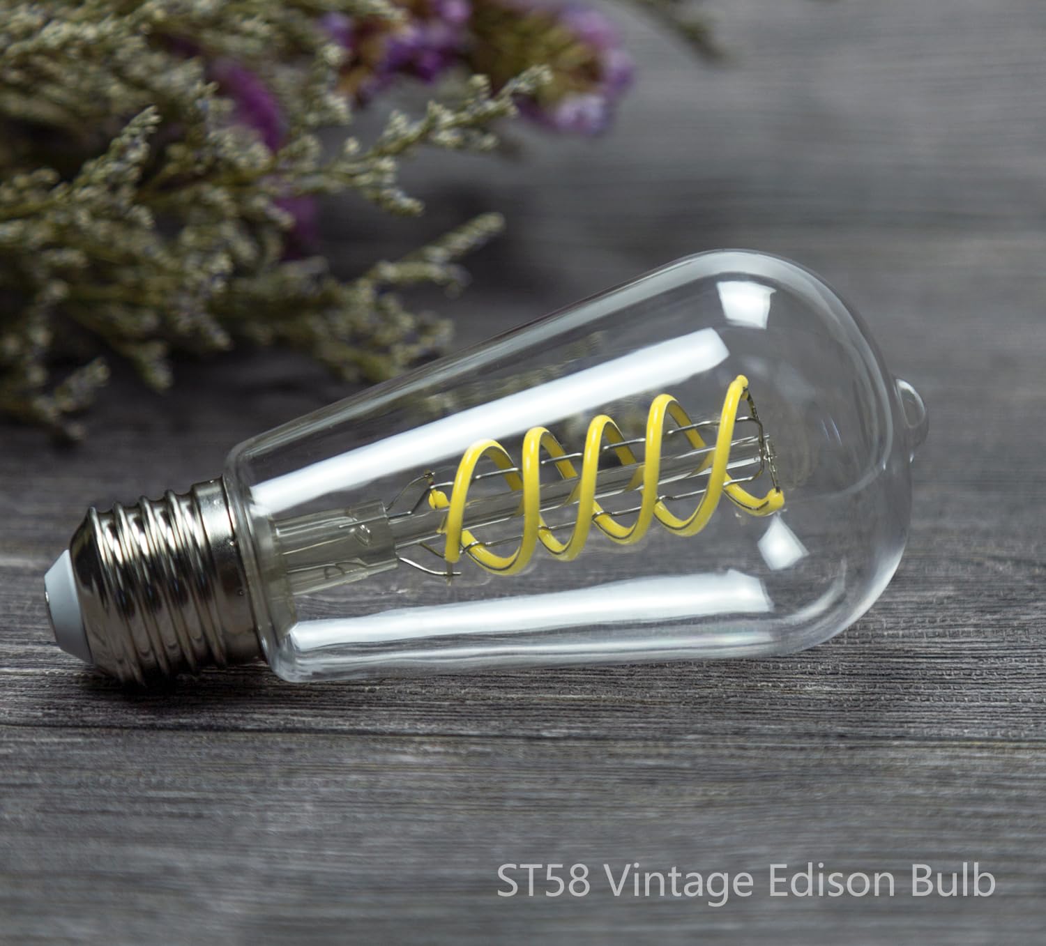 Dimmable LED Edison Bulbs,6W Equivalent to 60W Vintage Light Bulb, E26 5000K ST58/ST19 LED Bulbs, Antique Flexible Spiral LED Filament Light Bulbs, Clear Plastic Screw Lamp - 12Pack