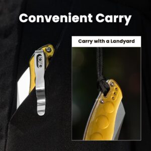 Kizer Towser K Folding Pocket Knife, 3.39" 154CM Blade EDC Knife with Yellow PEI Handle, Small Camping Knife with Liner Lock, Hiking Survival Knife with Thumb Stud Opener, V4593C5