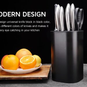 Universal Knife Block for Kitchen, WELLSTAR Knife Holder without Knives, Safe Space Saver Large Volume Stable Knife Storage with Scissors and Sharpening Rod Slot, Detachable for Easy Cleaning - Black