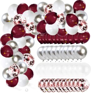 graduation party decorations maroon silver 2024/burgundy graduation decorations class of 2024 burgundy white silver balloons maroon silver balloons 60pcs burgundy silver birthday wedding