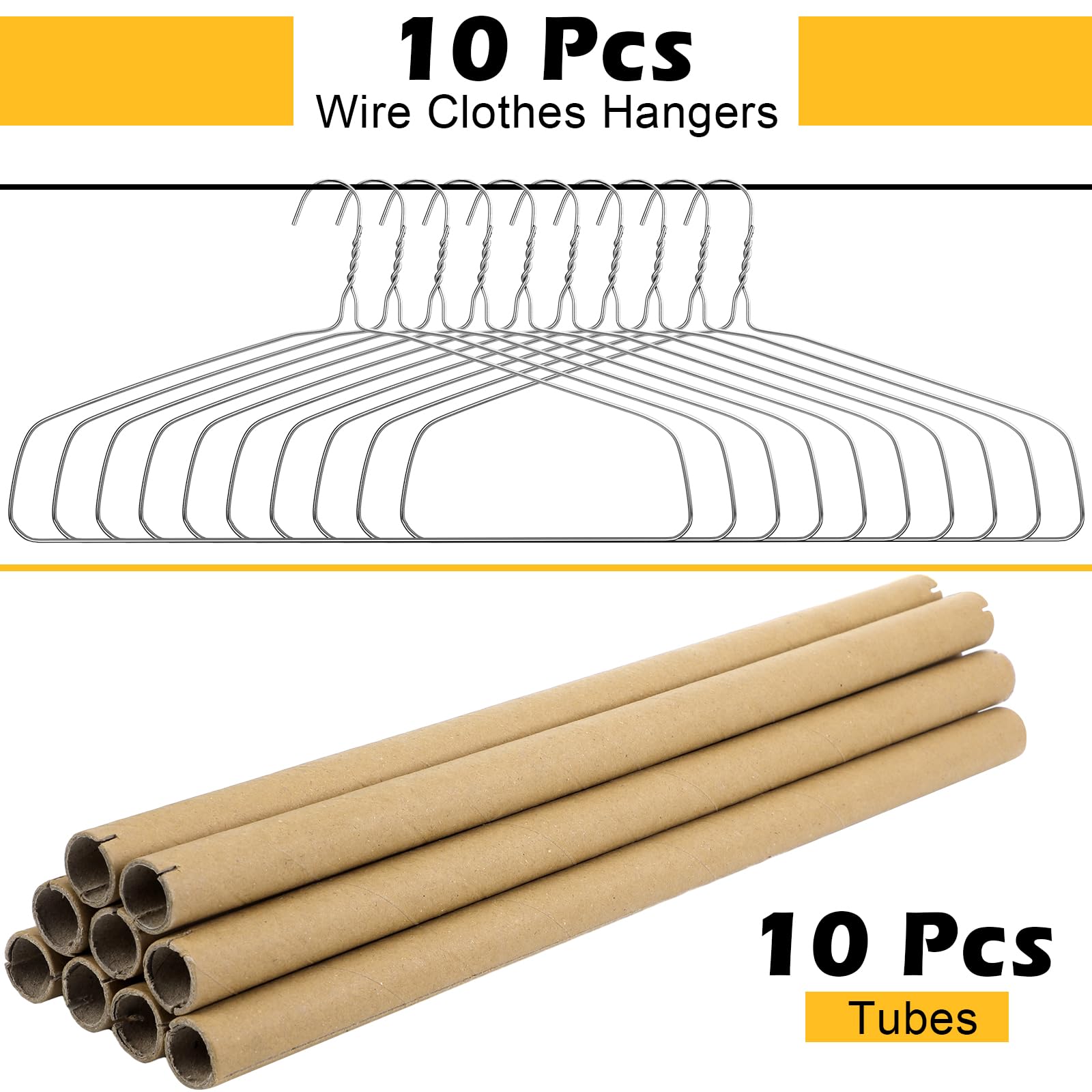 Didaey 10 Sets Dry Cleaner Hangers 18 Drapery Hanger and Tubes Tablecloth Hangers Blanket Hanger Drapery Hangers with Strong 10.5 Gauge Wire for Heavy Items