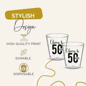 Cheers To 50 years Shot Glasses 100 PCS – 50th Birthday Shot Glasses Disposable 2oz, 50th Birthday Decorations For Men, 50th Birthday Cups Plastic, Perfect For 50th Birthday Party Favors