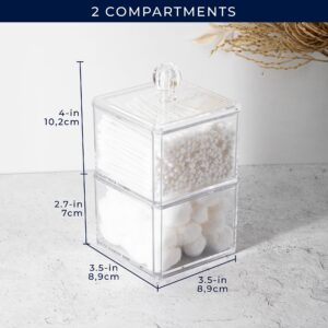 AMG Bath Collections 2-Tier Acrylic Storage Organizer Stackable Countertop Cotton Ball Holder, Jewelry and Cosmetic Storage Clear Compact Design Organizer Storage Pantry Organization