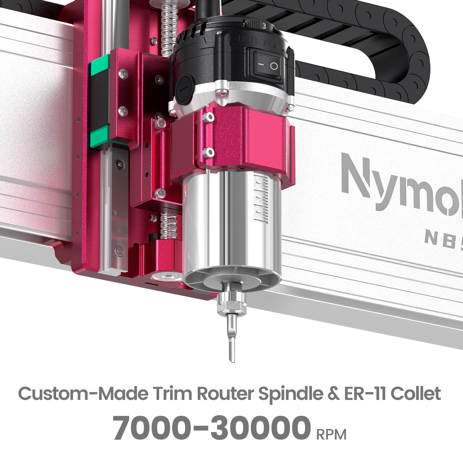 NymoLabs 7000-30000RPM CNC Router Spindle Motor with 1/8" ER11 Collet Set, 710W/110V, Upgraded for Most CNC Machines with 65mm Spindle Mount