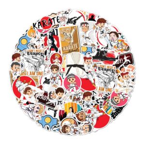 50 pack pcs karate stickers for water bottles waterproof vinyl luggage laptop scrapbooking funny sports taekwondo sticker packs set bulk teens adults boys aesthetic small decals