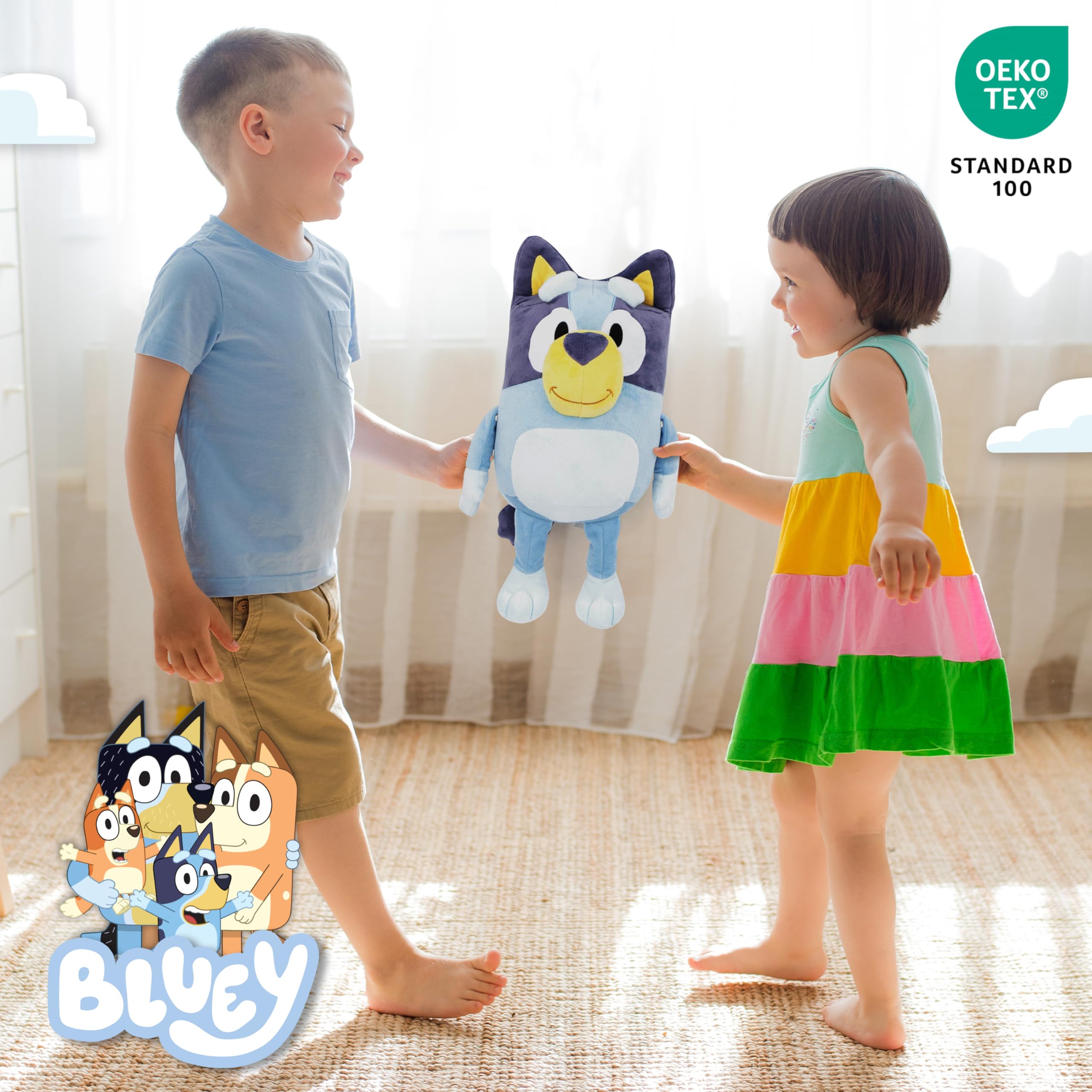 Bluey Plush Pillow Buddy - Super Stuffed Soft Character Pillow - Polyester Microfiber, 19 Inches