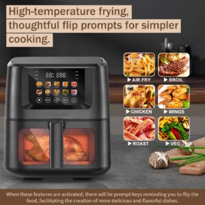 SEEDEEM Max XL Air Fryer, 8 Quart, 10-in-1 Hot Air Fryer Oven with Color LCD Display Touchscreen, Air Fryer Toaster Oven Combo with ClearCook Cooking Window,Broil, Roast, Dehydrate, Bake, Black