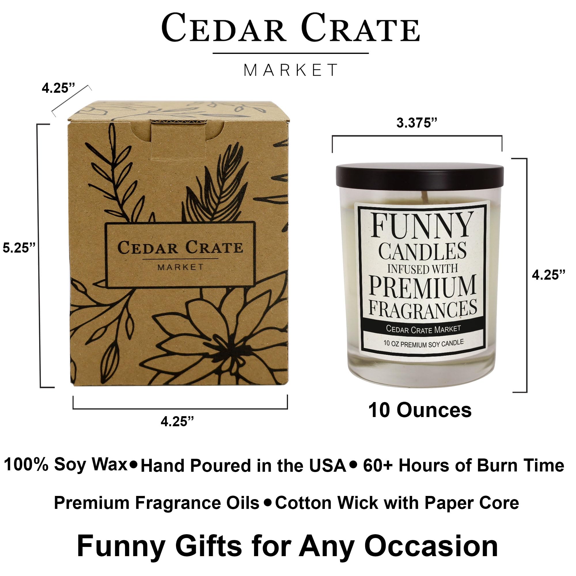 Cedar Crate Market - Happy Holidays Christmas Candle - Apple + Orange + Cinnamon + Vanilla Scented Soy Candles for Home | 13.5 oz Clear Jar, 55+ Hour Burn Time, Made in The USA