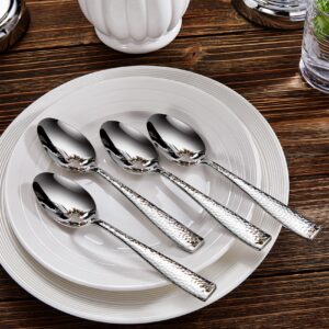 KEAWELL Premium 20/45/65 Piece Louis Hammered Silverware Set with Squared Edge, 18/10 Stainless Steel, Service for 4/8/12, Fine Flatware Set, Dishwasher Safe (45)