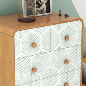 Modern Peel and Stick Wallpaper 17.3''×78.8'' Geometric Wallpaper Boho Contact Paper Green and White Self-Adhesive Wallpaper Removable Decorative Wallpaper for Bedroom Bathroom Cabinets Decor Vinyl