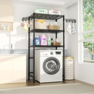 Ulif U8 Laundry Room Storage Organizer, Over The Washer and Dryer Storage Shelves for Laundry Organization, 35" W x 13.4" D x 76.2" H, Suit Washing Machine Width Within 32.6", Hold 304 lb, Black