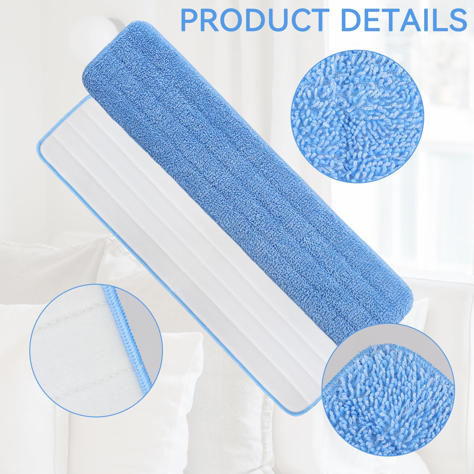 Replacement Microfiber Pad for Rubbermaid Commercial 24 Inch Mop Head - 8 Pack Wet & Dry Commercial Cleaning Refills Reusable Mop Refills Fit for Any Microfiber Flat Mop System 24"