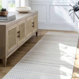 Hauteloom Kendi Wool Living Room, Bedroom Area Rug - Modern Farmhouse - Neutral Bohemian Boho - Light Gray, White - 3'6" x 5'6"