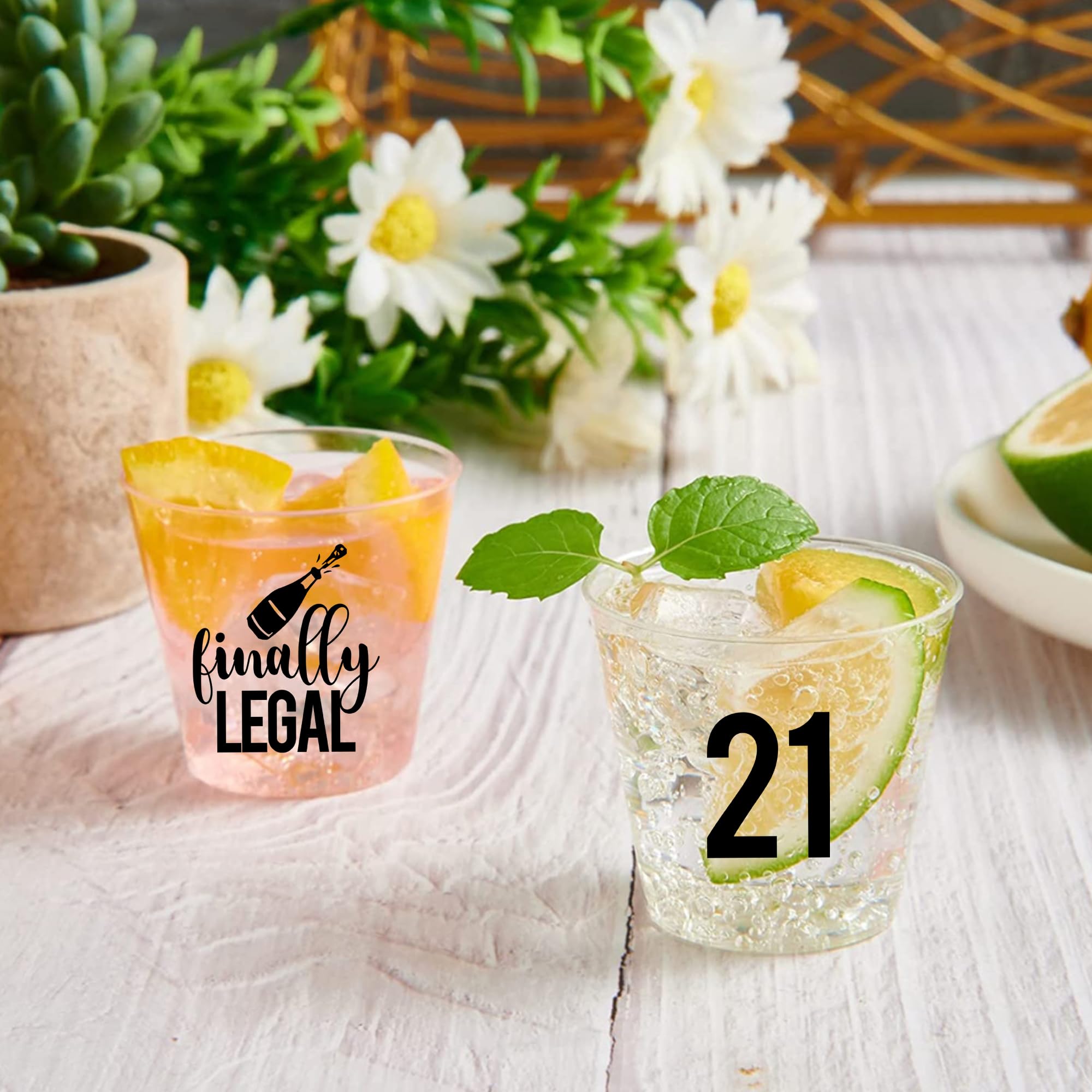 Finally Legal 21st Birthday Shot Glasses Disposable 2oz 100 PCS - 21st Birthday Decorations For Her and Him, 21st Birthday Cup, Perfect For 21st Birthday Party Favors, 21st Birthday Glass Plastic 2oz