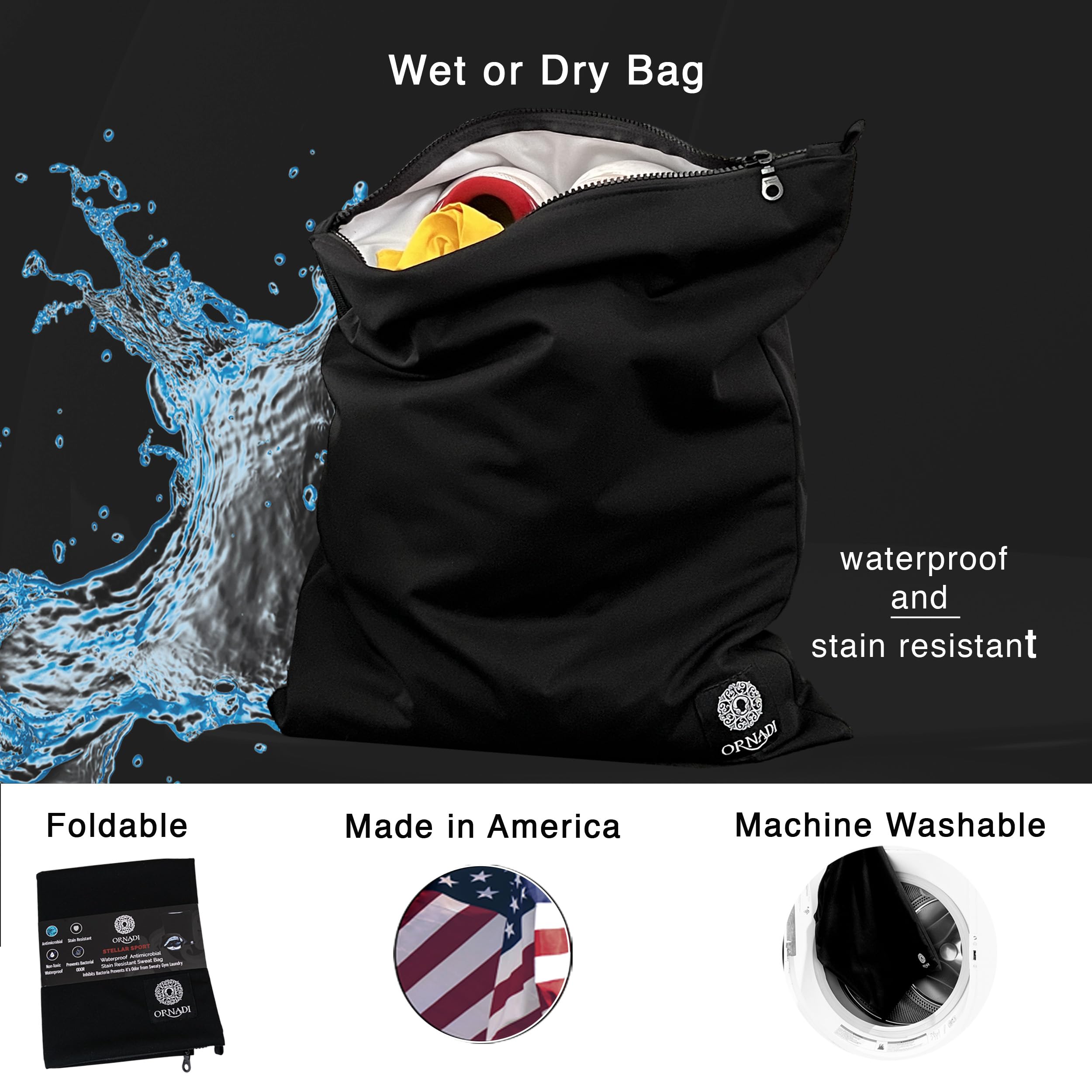 Waterproof Sweaty Clothes Bag Antimicrobial Wet Dry Pouch Inhibits Bacteria & Smelly Odor from Dirty Sport Laundry & Swimsuits for Fresh Gym Bag & Travel Luggage 14.5 X 17 inch Eco Made In USA