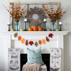 Felt Fall Leaf Garland - Double Layers Felt Leaves Banner, Fall Decorations for Mantle, Thanksgiving Decorations