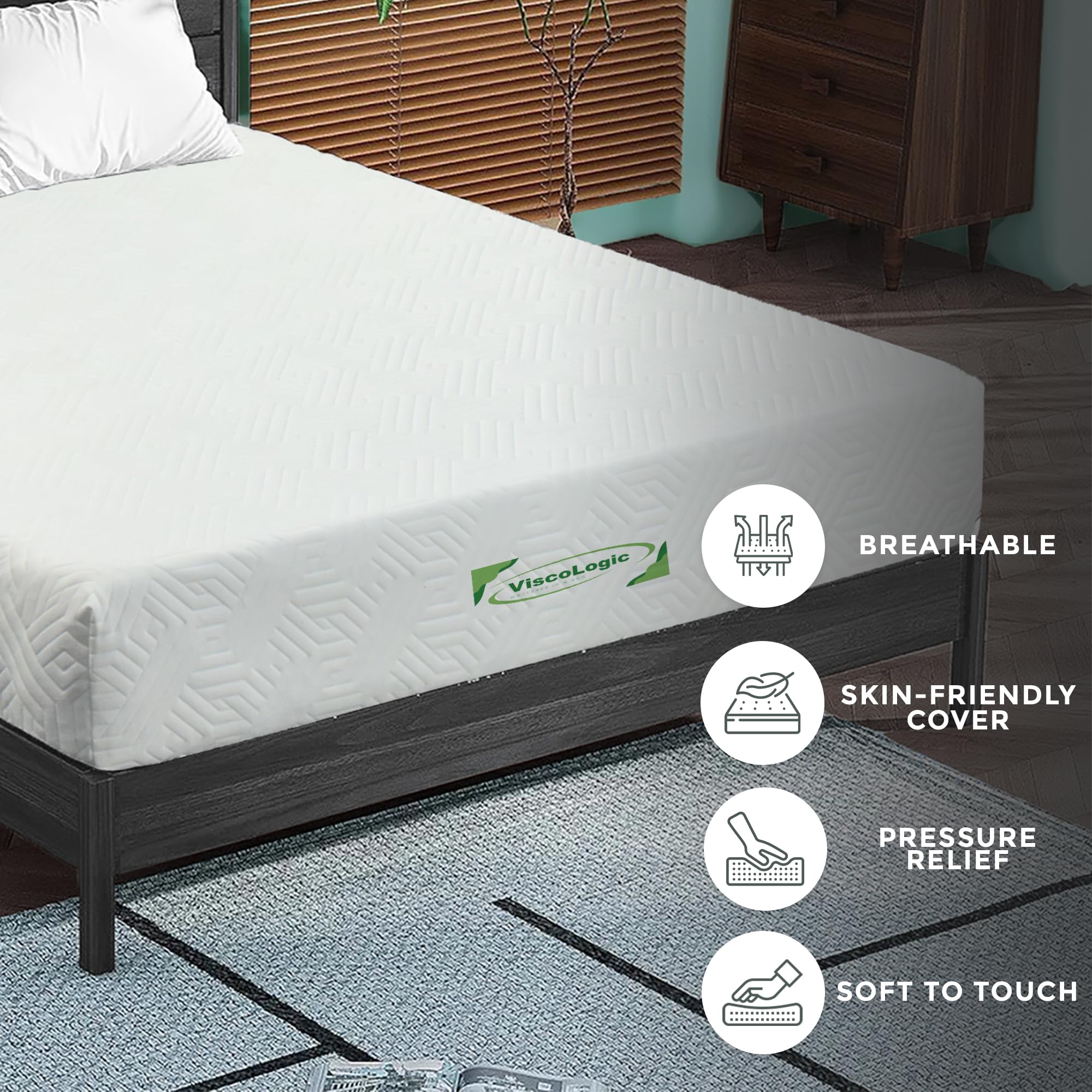 Viscologic 5 inch Full/Double Gel Infused Cool Sleep Supportive Hypoallergenic Gel Infused Reversible Foam Mattress, Perfect for Bunk Bed, Trundle, and Caravan Bed, CertiPUR-US Certified Foam