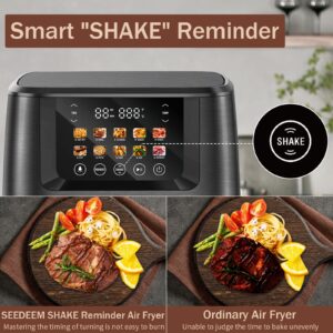 SEEDEEM Max XL Air Fryer, 8 Quart, 10-in-1 Hot Air Fryer Oven with Color LCD Display Touchscreen, Air Fryer Toaster Oven Combo with ClearCook Cooking Window,Broil, Roast, Dehydrate, Bake, Black