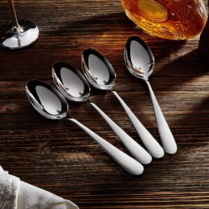 KEAWELL Premium Louise Spoons Set, Set of 4, 18/10 Stainless Steel, Exceptional mirror finish, Dishwasher Safe (7.7" Dinner Spoon)