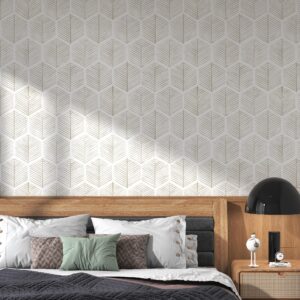 Modern Peel and Stick Wallpaper 17.3''×78.8'' Self Adhesive Wallpaper Boho Contact Paper Beige and White Geometric Wallpaper Removable Decorative Wallpaper for Bedroom Bathroom Cabinets Decor Vinyl