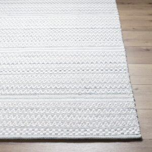 Hauteloom Kendi Wool Living Room, Bedroom Area Rug - Modern Farmhouse - Neutral Bohemian Boho - Light Gray, White - 3'6" x 5'6"