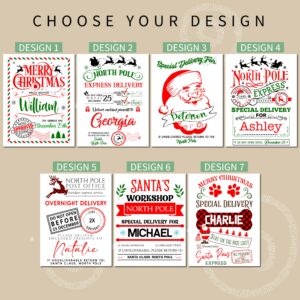 Custom Christmas Santa Sack, Personalized Xmas Sacks, Customized Drawstring Gift Bag for Presents, North Pole Gifts Pouch (Small)