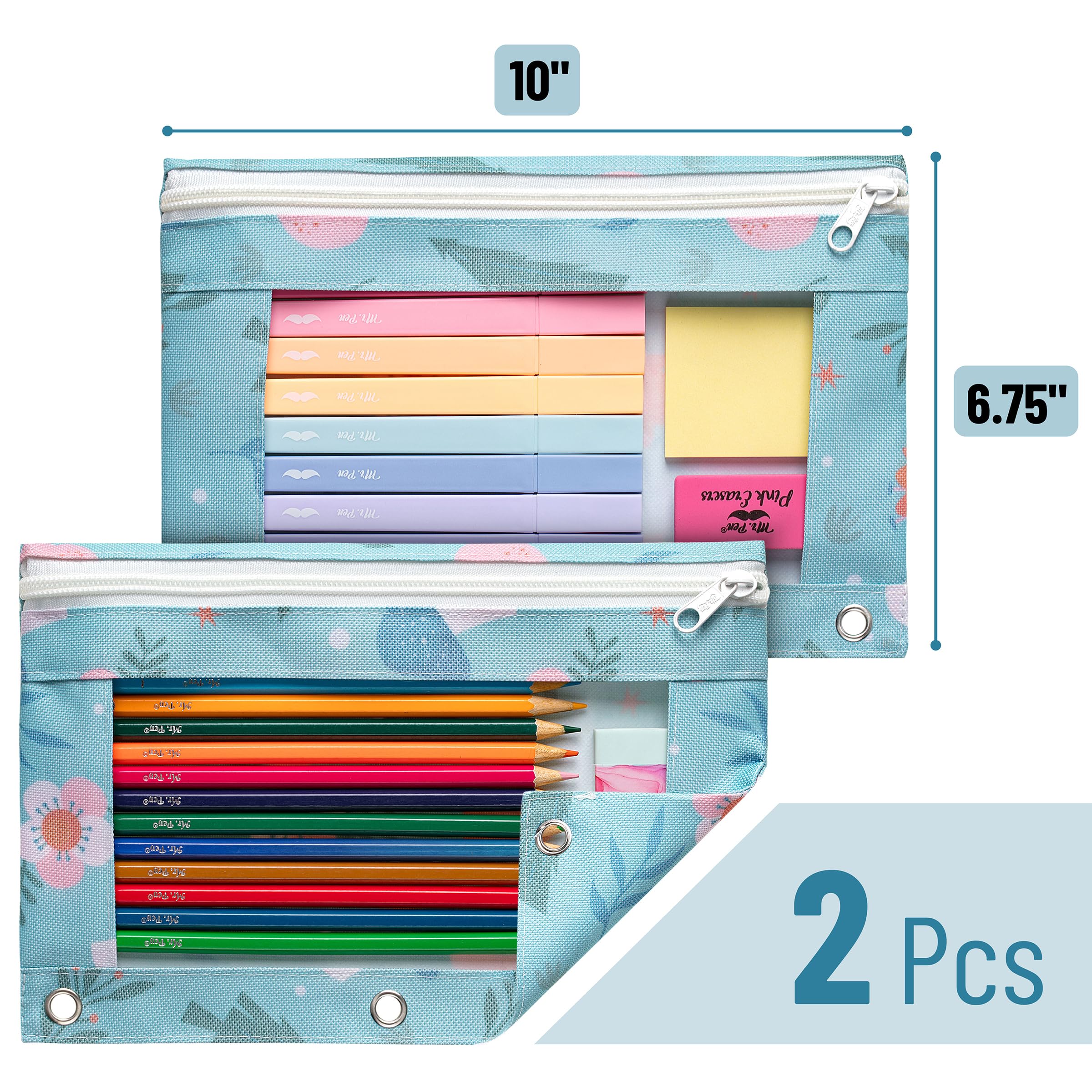 Mr. Pen- Pencil Pouch, 2Pack, Pencil Pouches, Pencil Pouch for 3 Ring Binder Pencil Pouch, Pencil Cases, Pencil Case for Binder Pouch, Zipper Pencil Pouch, 3 Ring Binder Pouch, Pencil Bags with Zipper