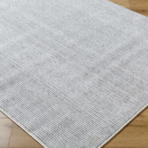 Hauteloom Mayes Living Room, Bedroom Area Rug - Farmhouse Solid Bubble Weave Carpet - Gray, White - 6'7" x 9'