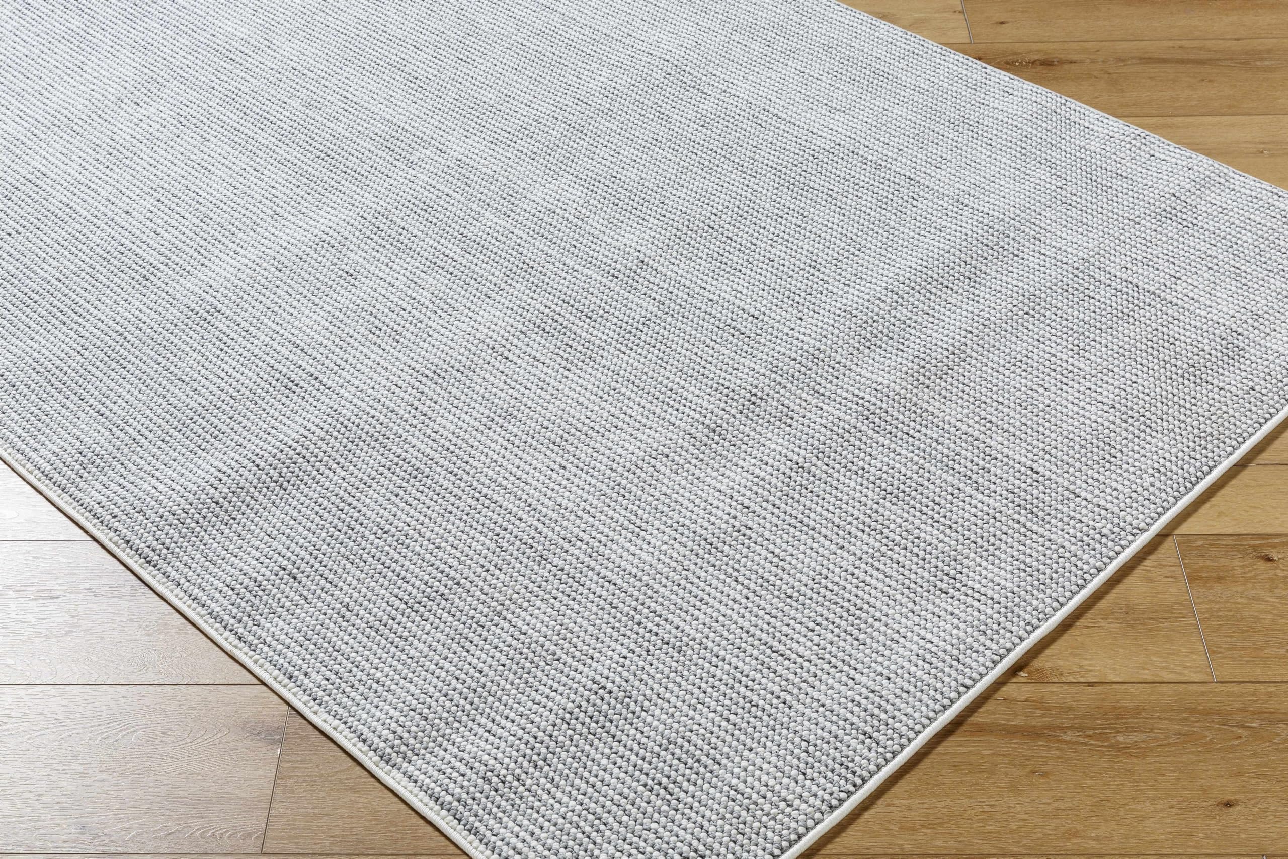 Hauteloom Mayes Living Room, Bedroom Area Rug - Farmhouse Solid Bubble Weave Carpet - Gray, White - 6'7" x 9'