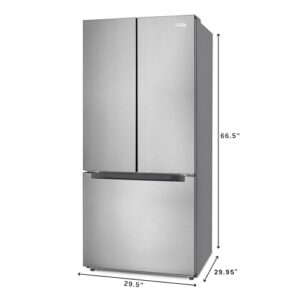 KoolMore KM-RERFDSS-18C 30-Inch and 18.5 cu. ft. Counter Depth French Refrigerator with Three Doors and Deep Freezer in Stainless-Steel, Silver